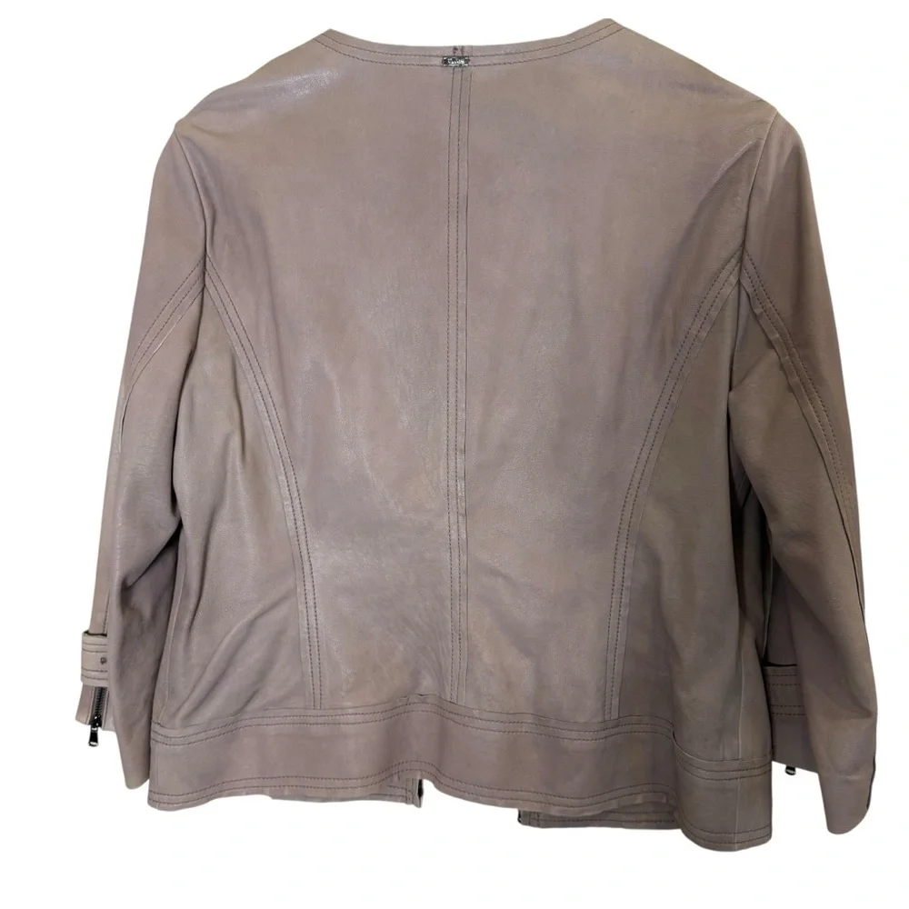 St. John Women's Taupe Lightweight Leather Jacket sz 4 - Picture 11 of 16